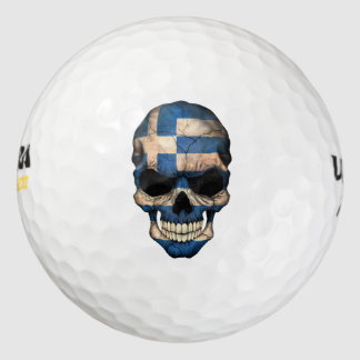 Pelotas De Golf Cráneo de la bandera griega del personalizable