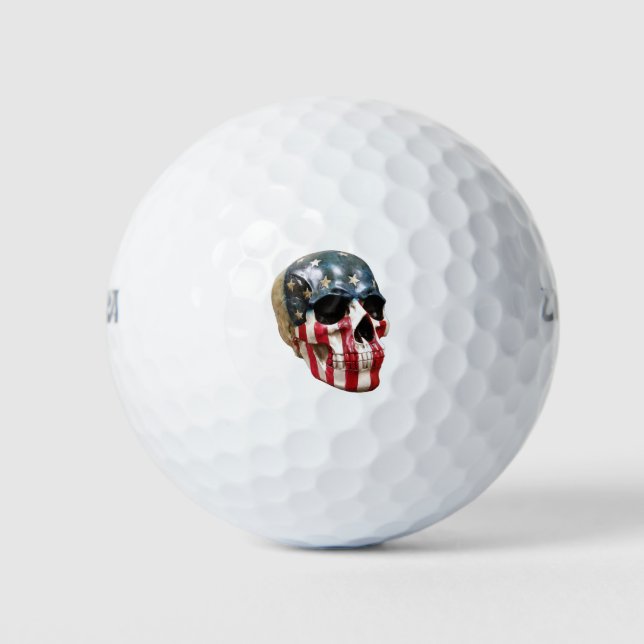 Pelotas De Golf Cráneo rojo blanco y azul (Anverso)