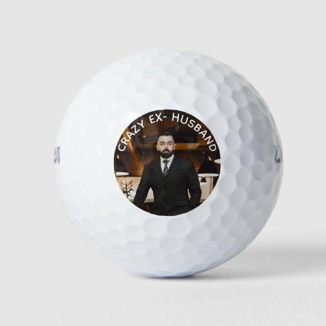 Pelotas De Golf Crazy Ex marido Funny Photo Golf Balls (Anverso)