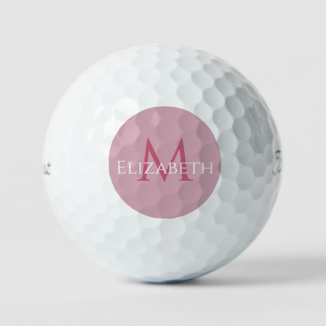 Pelotas De Golf Crear inicial de nombre de monograma elegante rosa (Anverso)