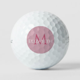 Pelotas De Golf Crear nombre monograma inicial elegante rosa