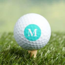 Pelotas De Golf Crear un monograma blanco Verde azulado personaliz