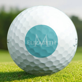 Pelotas De Golf Create Monogram Name Initial Elegant Teal Green