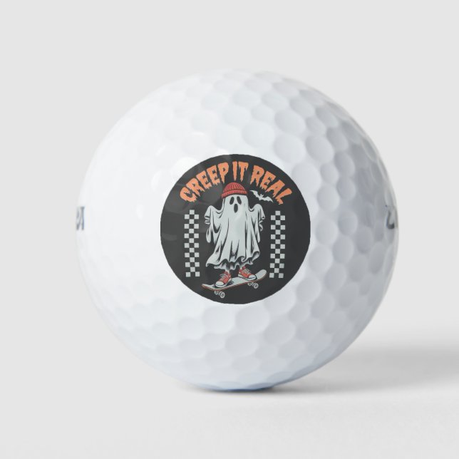 Pelotas De Golf Creep It Real Retro Halloween Fantasma (Anverso)