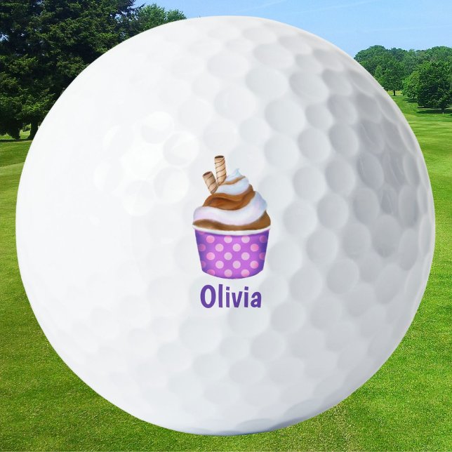 Pelotas De Golf Crema de hielo de servicio suave personalizada (Sweet custom golf balls for ice cream lovers on the course.)