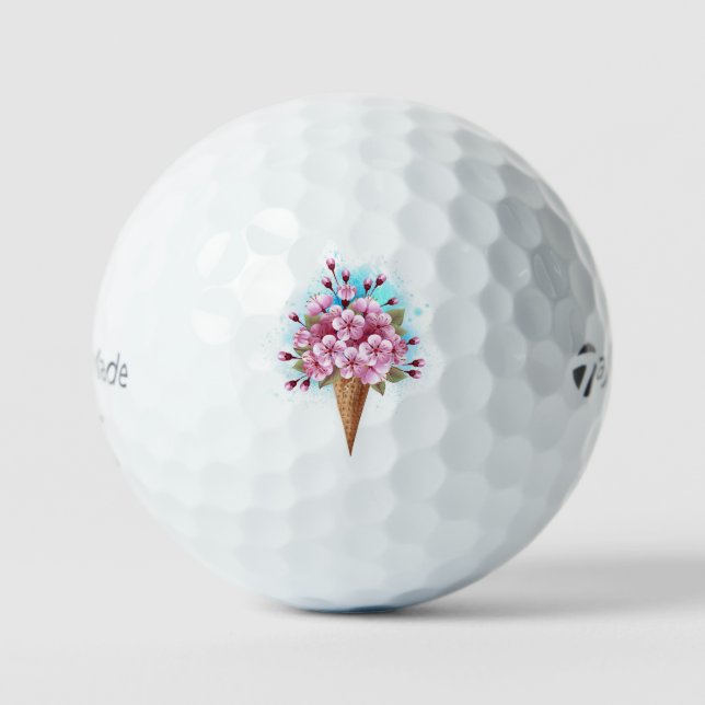 Pelotas De Golf Crema rosa de hielo Sakura Waffle Cone (Anverso)