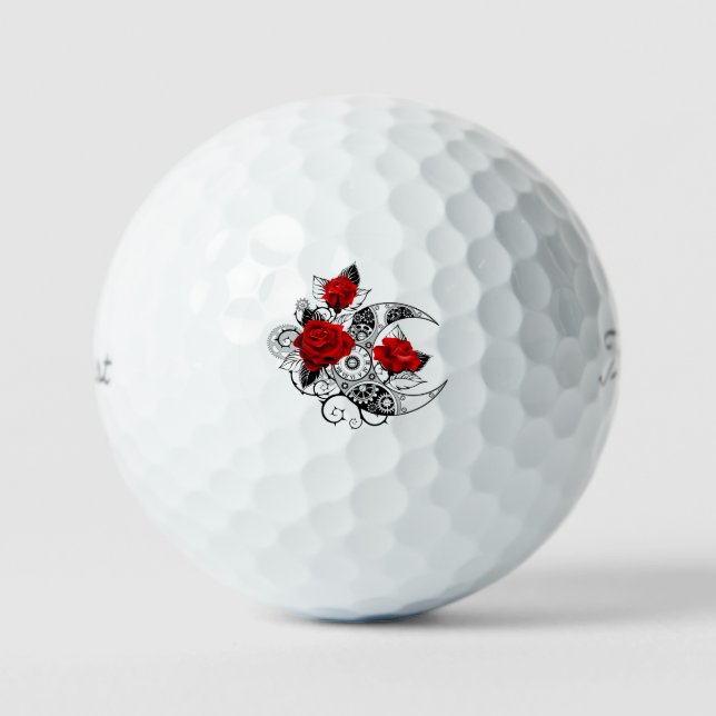 Pelotas De Golf Crescente Mecánico con Rosas Rojas (Anverso)