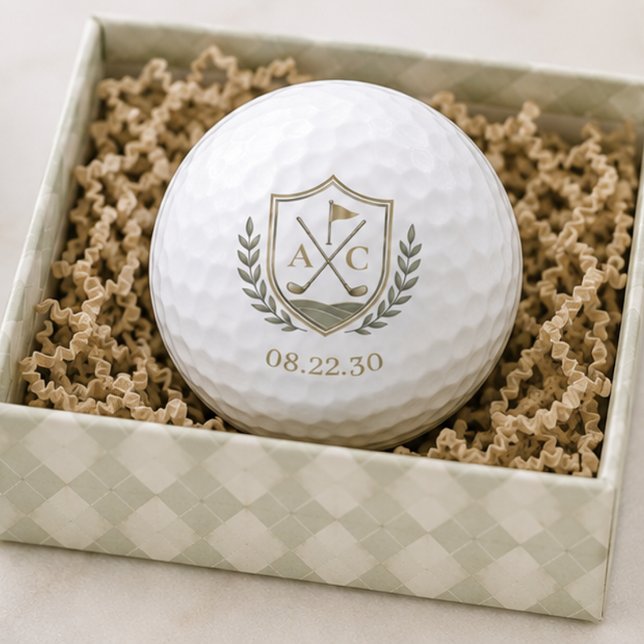 Pelotas De Golf Crest de Golf de Boda con Monograma de Oro (Subido por el creador)