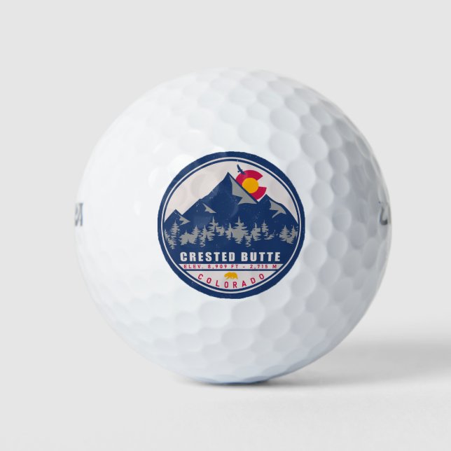 Pelotas De Golf Crested Butte Colorado Retro Sunset Souvenirs (Anverso)