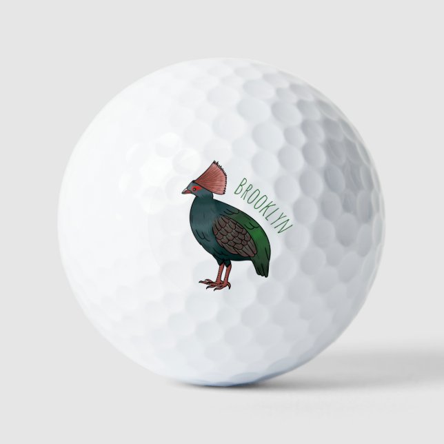 Pelotas De Golf Crested partridge bird cartoon illustration (Anverso)