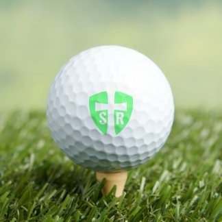 Pelotas De Golf Cross Shield Monogrammed Initials Christian Green