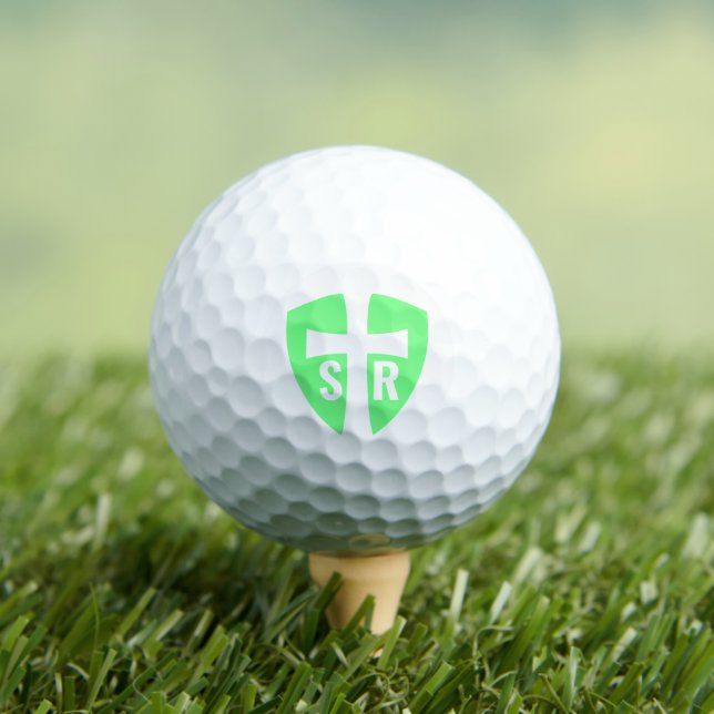 Pelotas De Golf Cross Shield Monogrammed Initials Christian Green (Camiseta in situ)