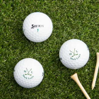 Pelotas De Golf Crossed Clubs Golfer Green Name