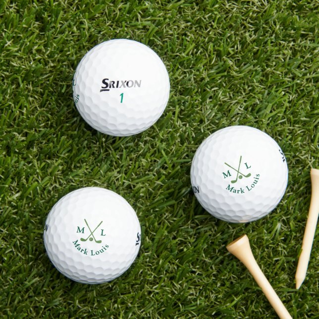 Pelotas De Golf Crossed Clubs Golfer Green Name  (Césped in situ)