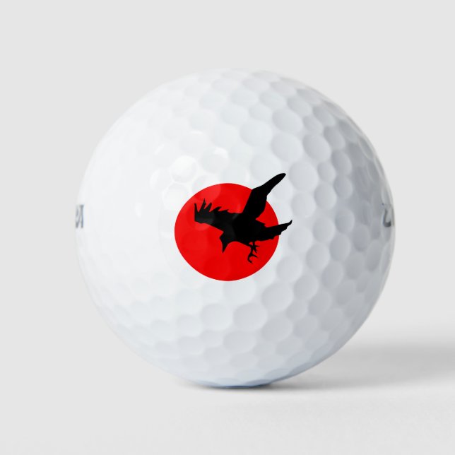 Pelotas De Golf Crow Flying Silhouette Raven Flight Wlight Sun (Anverso)