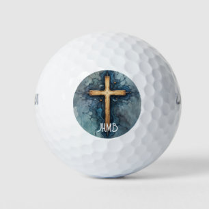 Pelotas De Golf Cruz cristiana monograma crucifijo 
