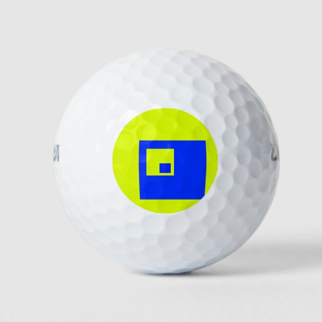 Pelotas De Golf Cuadrados amarillo y azul (Anverso)