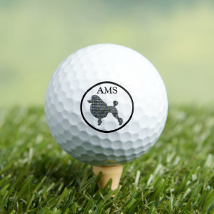 Pelotas De Golf Cuadrícula amarilla y azul de perro caniche