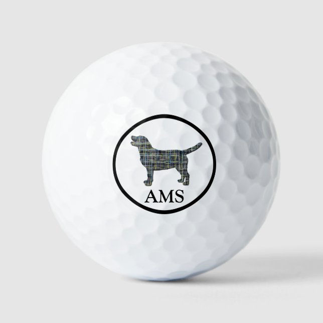 Pelotas De Golf Cuadrícula amarilla y azul de perro recuperador de (Anverso)