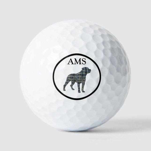 Pelotas De Golf Cuadrícula amarilla y azul del perro rotativo (Anverso)