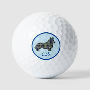 Pelotas De Golf Cuadrícula de monograma de perro galés Corgi
