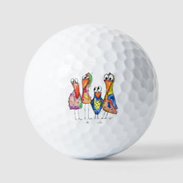 Pelotas De Golf Cuatro pájaros alegres y coloridos