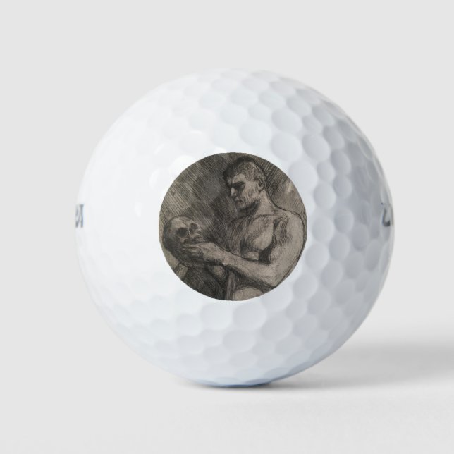 Pelotas De Golf Cuerpo de un hombre sosteniendo un cráneo (por Alb (Anverso)