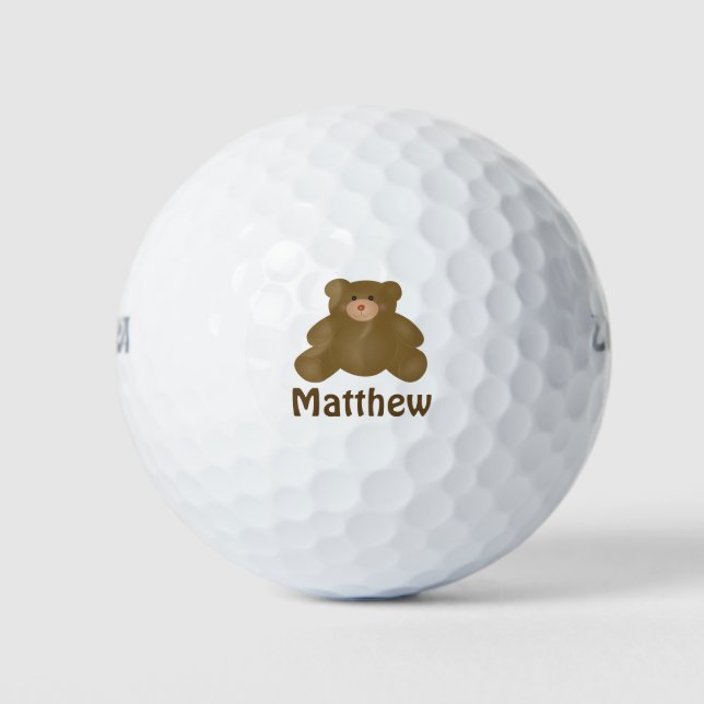 Pelotas De Golf Cuidadosamente Marrón Bebé Teddy Oso Cubo (Anverso)