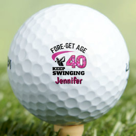 Pelotas De Golf Cumpleaños 40 personalizado - Edad 40 de Pink Fore
