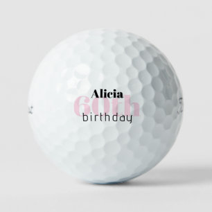 Pelotas De Golf Cumpleaños 60 de Rosa Nombre Personalizado Titleis