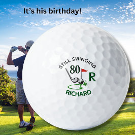 Pelotas De Golf Cumpleaños 80 Hombre Monograma Nombre