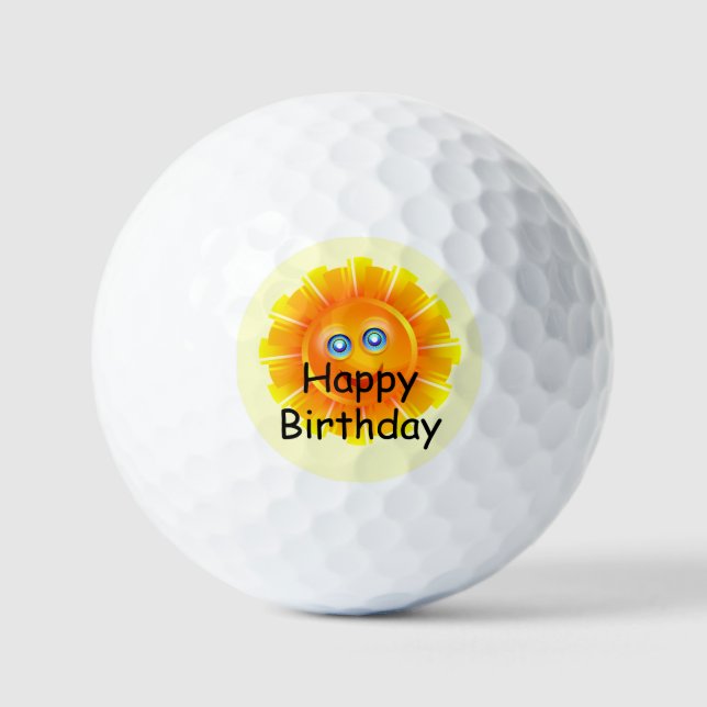 Pelotas De Golf CUMPLEAÑOS: Diseño de cumpleaños Sunshine, (Anverso)