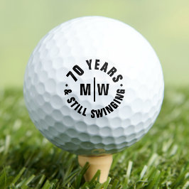 Pelotas De Golf Cumpleaños divertido con monograma de 70 años