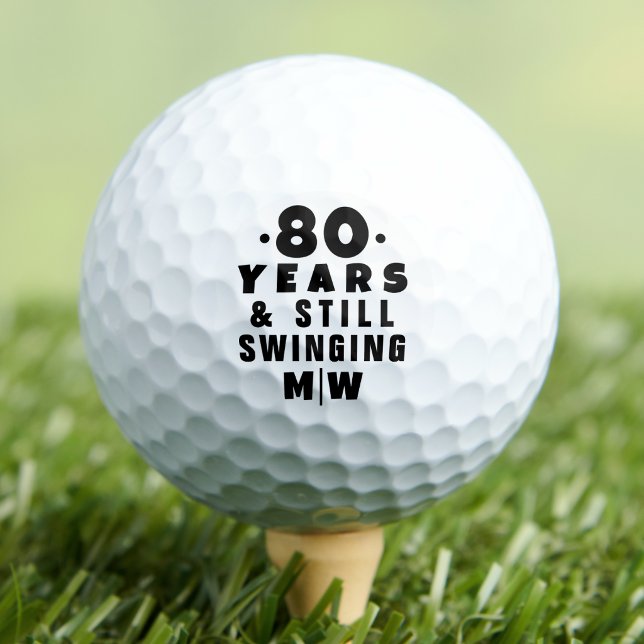 Pelotas De Golf Cumpleaños divertido monograma 80 (80th Birthday Funny Monogram Golf Balls)