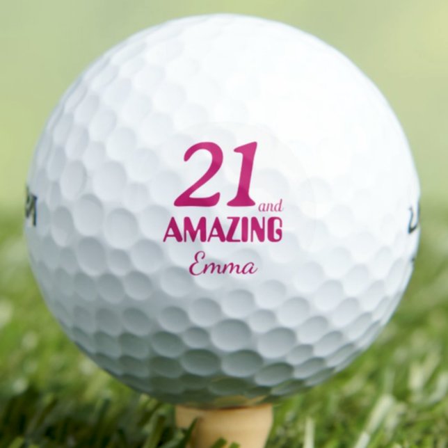 Pelotas De Golf Cumpleaños elegante 21 y rosa increíble (Subido por el creador)