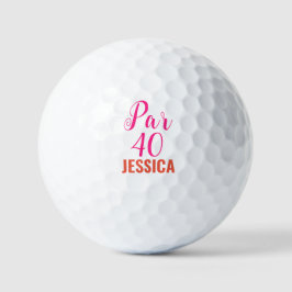 Pelotas De Golf Cumpleaños Golfer Funny 40 feliz Cuarenta Rosa