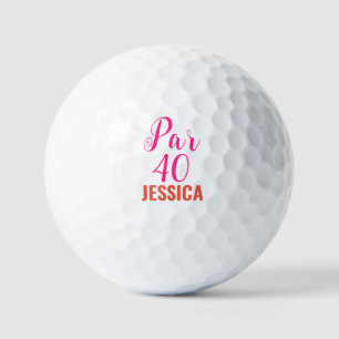 Pelotas De Golf Cumpleaños Golfer Funny 40 feliz Cuarenta Rosa