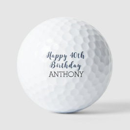 Pelotas De Golf Cumpleaños Golfer Funny 40th Forty Navy Blue Black