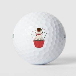 Pelotas De Golf Cupcake de hombre de nieve navideño