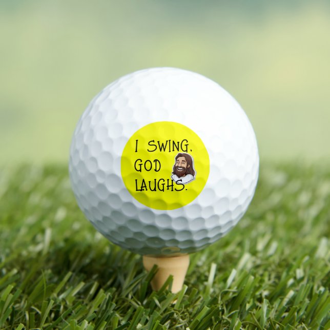 Pelotas De Golf Curioso cristiano Yo Swing God Laugher Personaliza (Camiseta in situ)