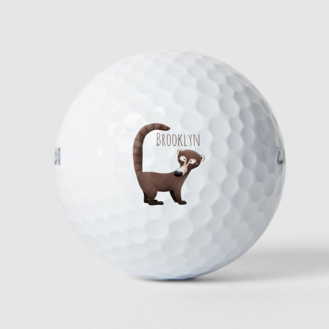 Pelotas De Golf Curioso ilustracion personalizado de coatimundi (Anverso)
