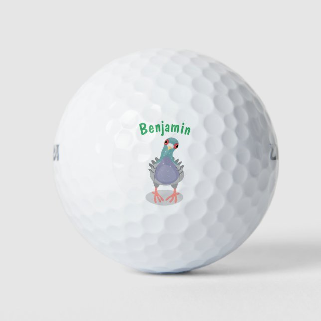 Pelotas De Golf Curioso ilustracion personalizado de palomas (Anverso)