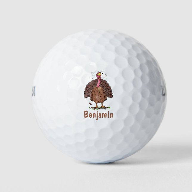 Pelotas De Golf Curioso pavo de corral marrón con personalizado de (Anverso)
