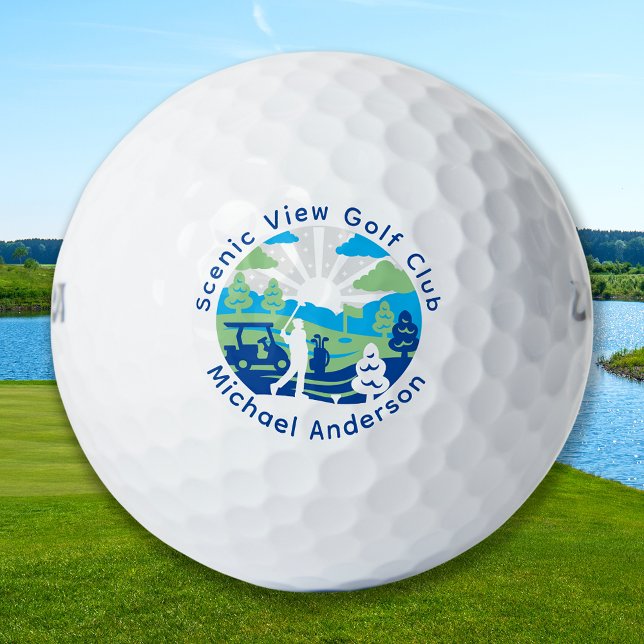 Pelotas De Golf Curso Escenario Personalizado Golfer Moderno Retro (Subido por el creador)
