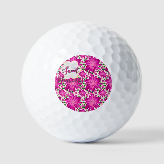 Pelotas De Golf Custom Hot Pink Floral Seamless Pattern  (Anverso)
