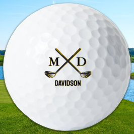 Pelotas De Golf Custom Monogram Elegant Golfer Personalized Name