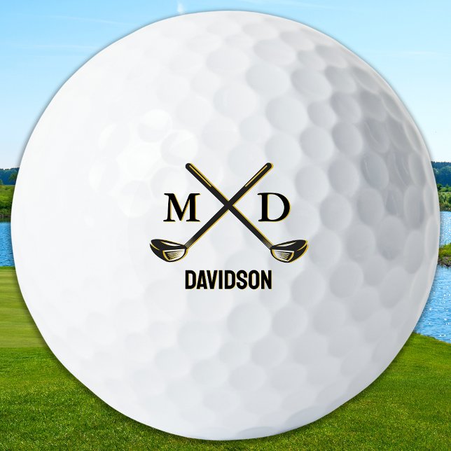Pelotas De Golf Custom Monogram Elegant Golfer Personalized Name (Subido por el creador)