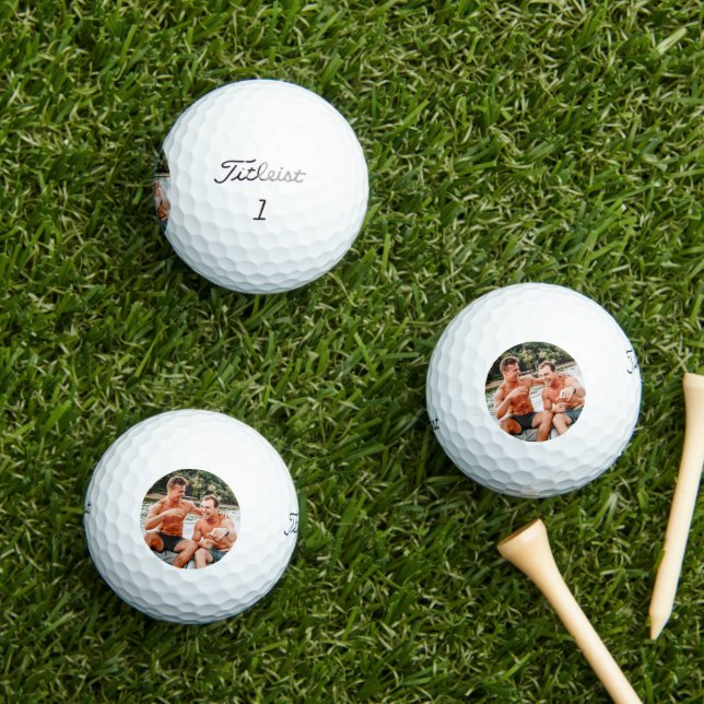Pelotas De Golf Custom Photo Groomsmen Gift Golf Simple Modern (Césped in situ)