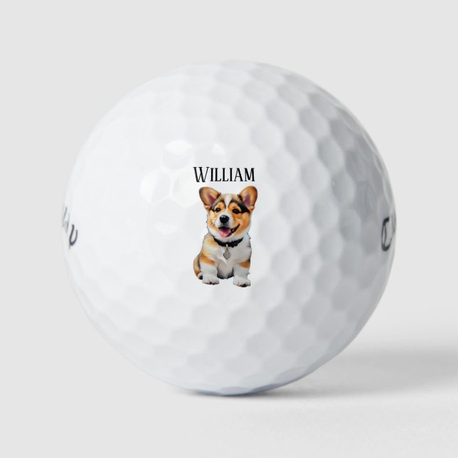 Pelotas De Golf Customizable Fun Corgi Golf Balls Dog Lovers Gift (Anverso)