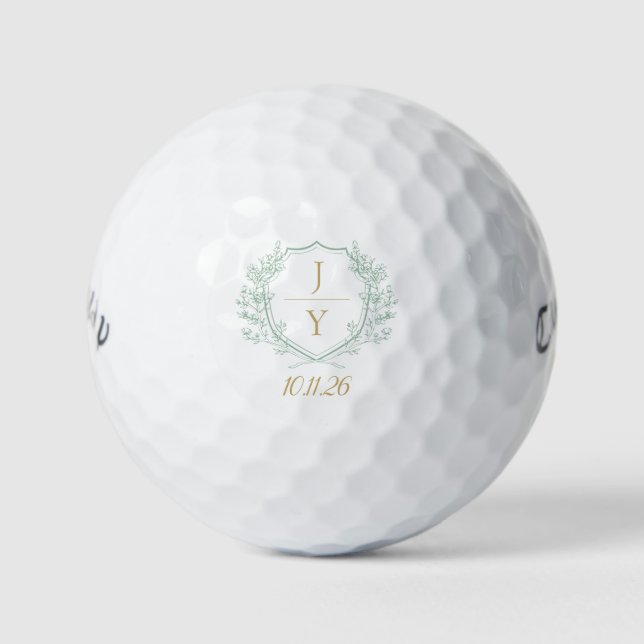 Pelotas De Golf Customizable Wedding Monogram with Initials & Date (Anverso)